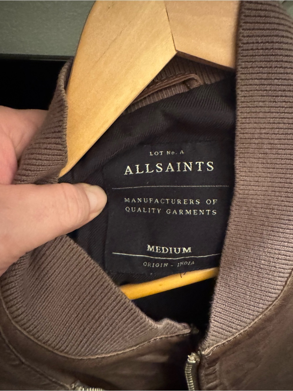AllSaints Langley Bomber Jacket, Brown Leather, Suede Panel, medium RARE archive - Picture 5 of 6